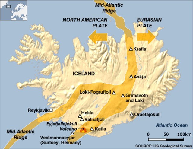 Iceland volcanic zones from GVP